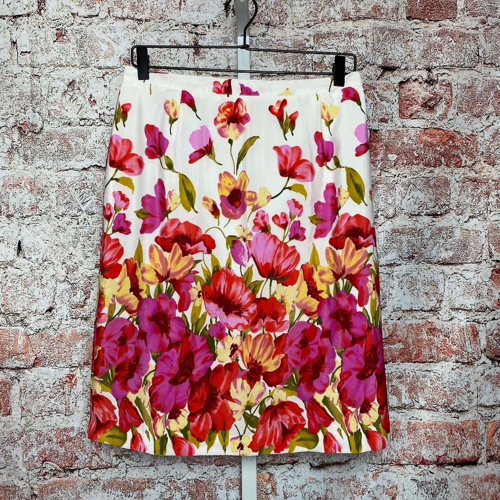 Creation Marie Galante Womenʻs Pink Floral Knee Length Pencil Skirt Size 12